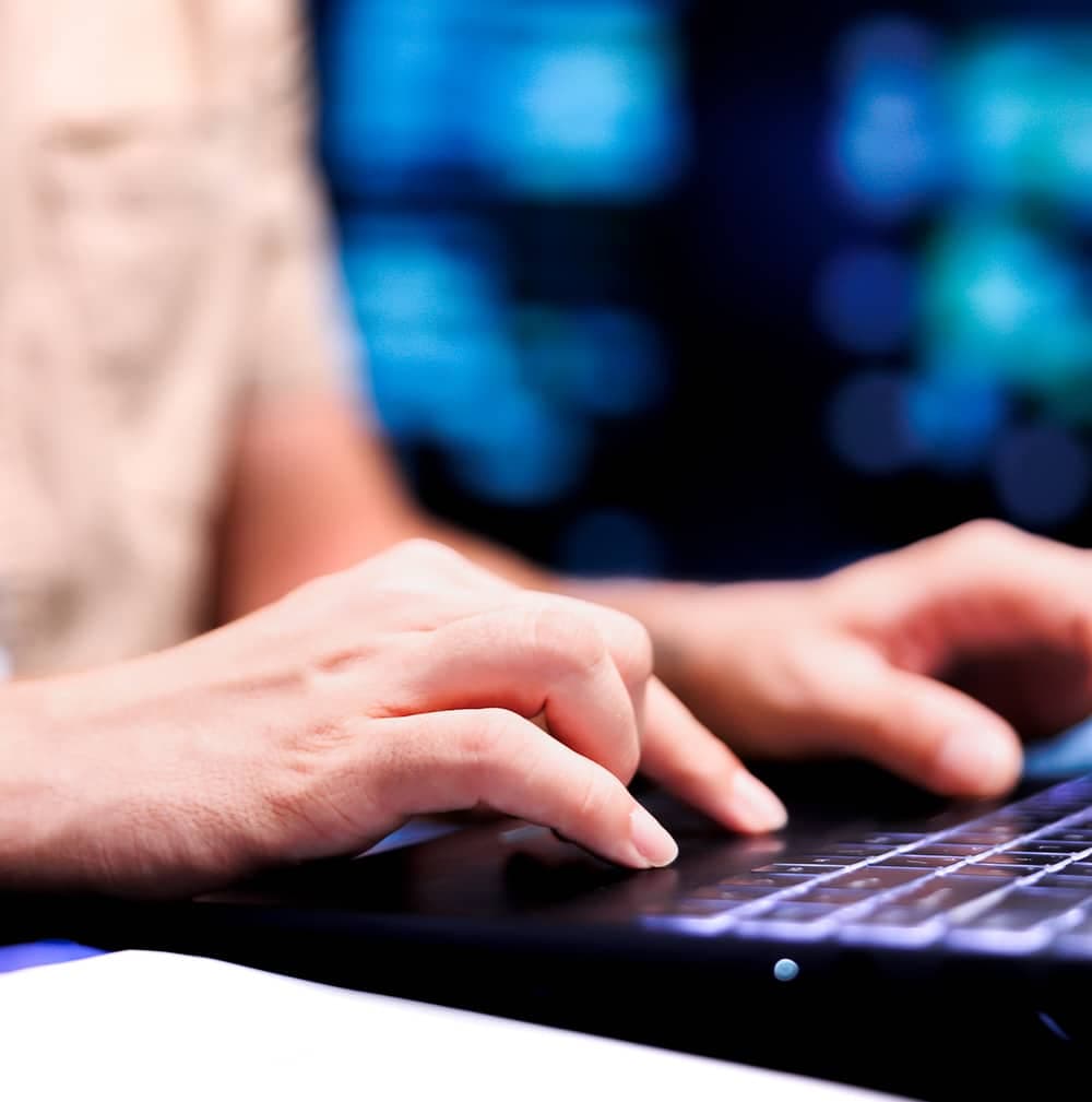 Person working on a laptop